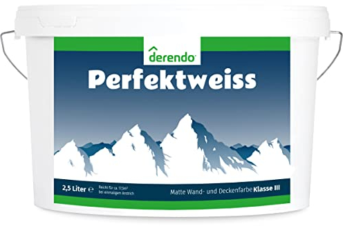 derendo Perfektweiss universelle Wandfarbe weiß matt 5l hohe Deckkraft für Innenwände und Decken tropfarm streichen Dispersionsfarbe 5 l