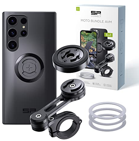 SP CONNECT Moto Bundle mit Anti Vibration Module | SPC+ | kompatibel mit Samsung S23 Ultra | Handyhalter für Motorrad Bike Moped Roller | Gadget Halterung für Navi