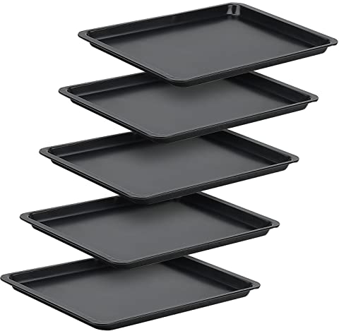 ZEONHAK Set di 5 teglie antiaderenti in acciaio al carbonio, 37 x 25 cm, ad alta capacità, uso versatile