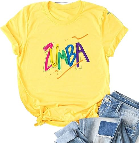 Camiseta de Mujer con Estampado de Letras Manga Corta para Entrenamientos Informal Ideal para Clases de Samba cha-cha-cha Fitness y Danza