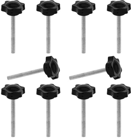 JJWNMLL 10 stücke M8*70mm Sechsecker Kunststoff Kopf Sternschraube Schwarz | Sterngriffschraube,Gewinde Ersetzen Stern Hand,Handanfangschraube,mechanische Verriegelungsschraube