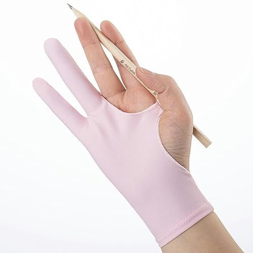 WANAM 1pcs Artists Painting Gloves Palm Rejection Two Fingers Gloves For Drawing Pen Display Paper Art Sketching Graphics -pink-M