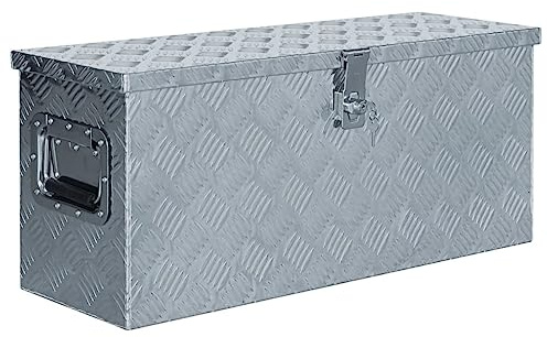 GOLINPEILO Aluminum Tool Box Storage Truck Toolbox with Lock and 2 Keys Flat Underbed Camper RV Mount Drawbar Box Portable Utility Tool Cabinet for Vehicle Camping Trip 30.1x10.4x13 Silver -AA