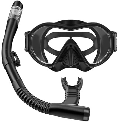 UPhitnis Schnorchelset Erwachsene, Anti-Leck Taucherbrille mit Schnorchel | Beschlagfreie Panoramasicht, auslaufsichere Tauchmaske Erwachsene, Trocken-Schnorchelset für Schnorcheln, Tauchen & Schwimmen