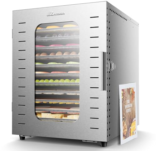 Ausegia Commercial Large 12 Trays Food Dehydrator, Usable Area up to 22.67ft², 1200W Full Stainless Steel Dryer Machine, up to 190℉ Temperature, for Meat, Fruit, Veggies, Beef, Herbs, Pet Foods
