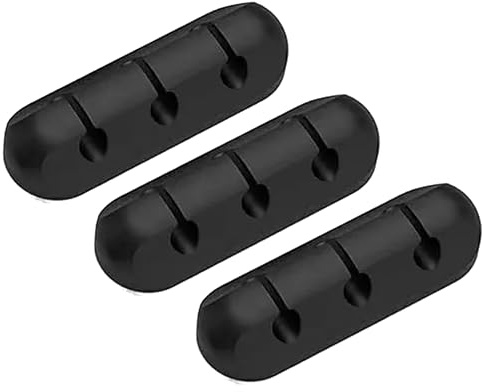 BOULTON Cable Holder Clips – Pack of 3 | Self-Adhesive Silicone Cable Clips Desk Tidy | Cable Management Clip for tidying Wires Leads Cords USB Charging Cable Mouse Wire | Office Home Organiser Car