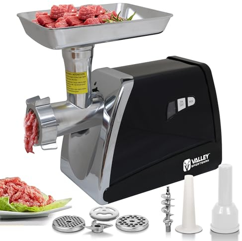 Valley Sportsman Electric Meat Grinder - Sausage Stuffer, 3/4 HP Meat Mincer Machine with Stainless Steel Blade, 3 Grinding Plates, 2 Meat Claw, ETL Approved Meat Grinder for Home Kitchen Use