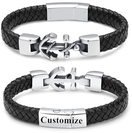 QGJNSGC Anker Einäscherung Armband für Asche Edelstahl Urn Denkmal Schmuck Geflochtenes Leder Armband Armband Glaube Religiöse christliche Erinnerung für Männer Frauen