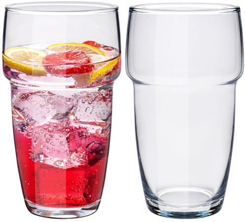 KONZEPT Lot de 12 verres à eau, empilables, 300 ml, verres pour eau, jus, café glacé et coctails