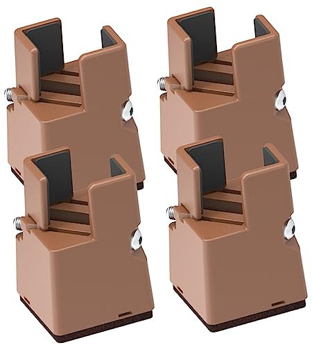 Levemolo Adjustable Furniture Risers 4pcs 5cm Height Brown Platform Bed Risers for Desk, Chair and Sofa Legs Suitable 22-42mm Table Leg Lifter Blocks for Home Use