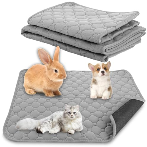 Oungy 3 Stück Pipi Matten für Hunde, Saugfähig Trainingspads für Hunde, 100x70 cm, 60x45 cm, Wiederverwendbare Urinunterlagen für Hunde, Pipi Pads für Meerschweinchen, Welpenunterlagen Waschbar (Grau)