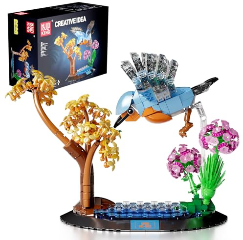 Mould King 10151 Klemmbausteine Tiere Vogel Bausteine Set Blumen Pflanzen Rotkehlchen Kreative Vogel Modell Heimdekoration Geschenk für Erwachsene und Jugendliche (609 Teile)
