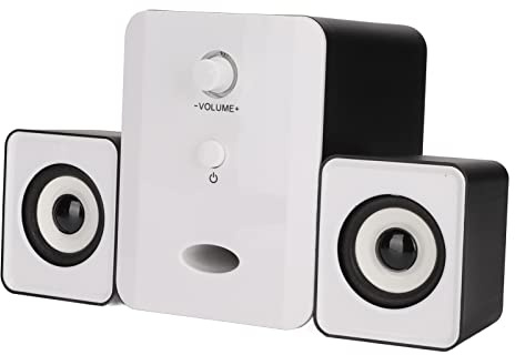 Acouto USB Powered Desktop Speakers Computer Speakers with Subwoofer for PC Laptop Tablet Desktop Version Black White with Volume Bass Equalization Whether Prefer Subtl USB Powered (#2)