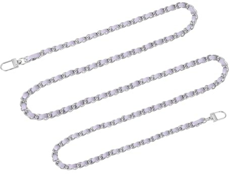 QUARKZMAN Tasketting, plånbokskedjor, 140 cm, vässband, handtasketting, plånboksrem med spännen för axel, crossbody väskor, reservremmar (lila rem + silverkedja)