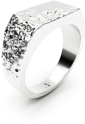 JVillion Abstrakter Silberring Herren Schmuck Siegelring Streetwear Modeschmuck Geschenkidee Männer (58mm - S)