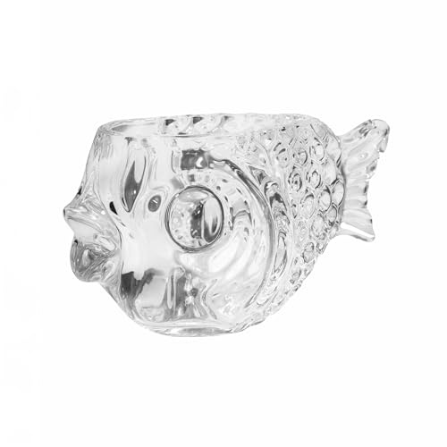 Puffer Fish Cocktail Glasses Set of 4, 320ml Novelty Fish Shaped Tiki Cocktail Glass, Tropical Drinkware for Home Bar, Parties & Cocktails