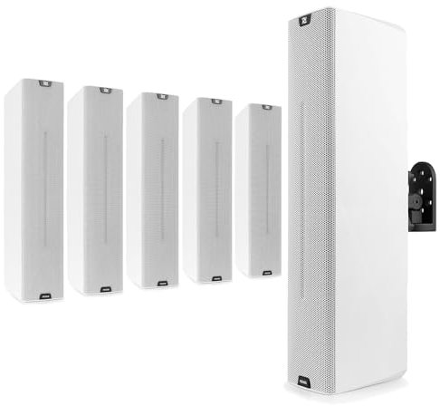 Power Dynamics PD PDCS403A Active Column Speaker System, Wall-Mounted PA Speakers with Built-in Amplifier, 260W, Balanced XLR Inputs, White, Ideal for Public Address & Commercial Audio Installations