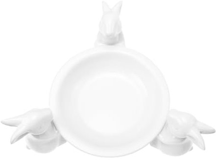 Holibanna Piatto Per Alimenti in Ceramica Artigianato Fatto A Mano Ornamento Forma Di Coniglio Vassoio Per Servire Cibo
