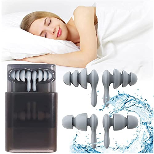 2 pares de tapones para los oídos antirruido 40 dB, tapones para los oídos reutilizables de silicona ultra cómodos Insonorización de tres capas para ronquidos y proteger los oídos