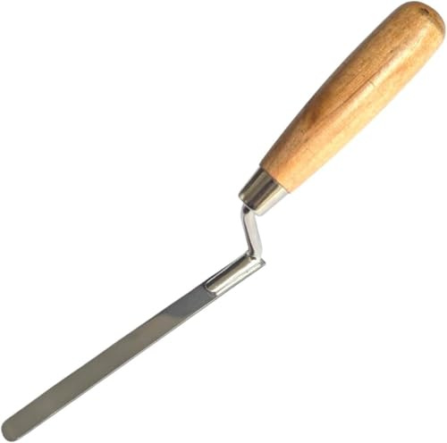 Stainless Steel Finger Pointing Trowel 12mm Flat Stiff Tuck Tool with Wooden Handle - Perfect for Builders & DIY Brick Gap Repairs (12 mm)
