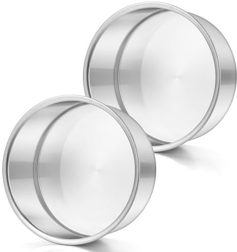 Herogo 6 Inch Stainless Steel Round Cake Tin Set of 2 for Baking | Cake Pan Set, Cake Mould, Wedding Layer Cake Tin Bakeware Set with Mirror-Polished, Healthy & Food Grade, Dishwasher Safe
