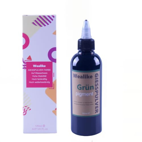 Wealike Pigmentos colorantes para polvo de fundición, verde, 150 ml | Altamente pigmentado, a base de agua, para yeso para riego, gran volumen y duradero