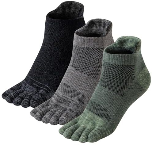 ORVYTHA Merino Wool Toe Ankle Hiking Socks Compression Support Breathable Thick Cushion No Show Socks for Women&Men 3 Pairs
