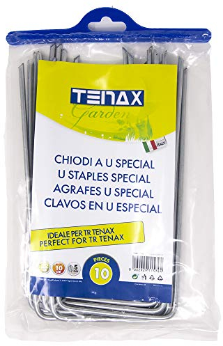 Chiodi Metallici per il Fissaggio al Terreno della Rete Salvaprato TR, Tenax Chiodi a U Special, in Acciaio, Lunghezza 22 cm, Confezione da 10 Pezzi