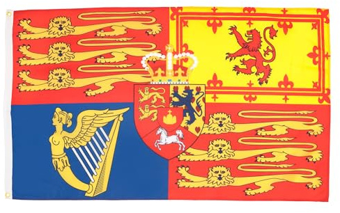 AZ FLAG Drapeau royal Royaume-Uni 1816-1837 90x60 cm 2 Œillets | Usage intérieur et extérieur Drapeau décoratif anglais United Kingdom Royal standard coutures doubles et bords renforcés