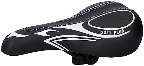 Dunlop Mountainbike Sattel - Fahrradsattel - MTB Sattel aus Kunstleder - inkl. Sattelstütze - Schaumstofffüllung - 27 x 16,5 x 9,6 cm - Schwarz/Weiß