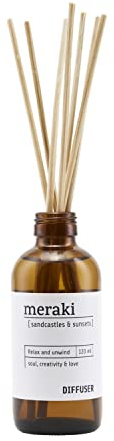 Meraki Raumduft mit 7 Stäbchen |Duft nach Sandstrand und Sonnenuntergang | Raumduftstäbchen enthalten 120 ml/4 Fl.Oz