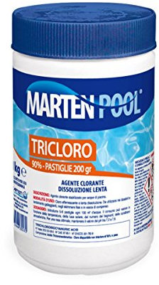 MARTEN TRICLORO 90% 1kg | Cloro effervescente a lenta dissoluzione pastiglie 200