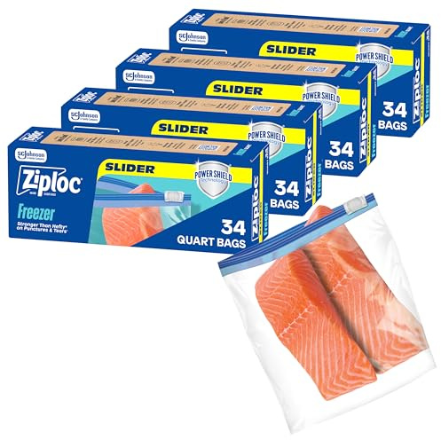 Ziploc Freezer Bags with Slider and Power Shield Technology.