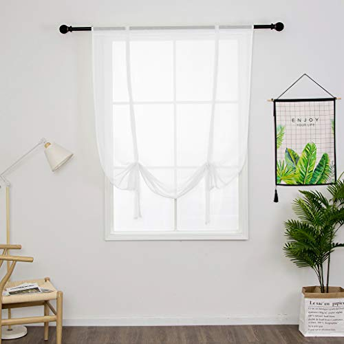 SIMPVALE 1 Stück Sheer Voile Vorhänge, 80×140cm Weiß Raffrollo Vorhang, Transparente Gardinen für Wohnzimmer Schlafzimmer