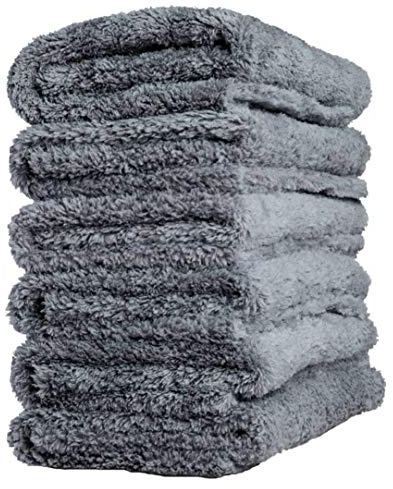 Kingsheep Lot de 6 Chiffon Microfibre de Voiture sans Bords pour séchage Rapide, Réutilisable pour Nettoyage, Polissage 450gsm 40x40cm (Gris)