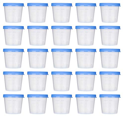 EXCEART 50 Stücke Probenbecher mit Deckel Urinbecher Urinprobenbecher Aufschraubdeckelbehälter Transparente Einweg Plastik Messbecher 40ml