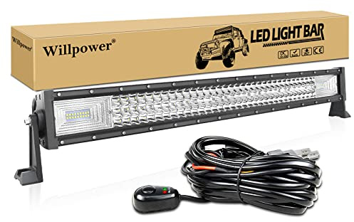 Willpower Led Lichtleiste Balken 12V 24V 32 405W für Auto Offroad KFZ | Lightbar Arbeitsscheinwerfer, mit 12V Kabelbaum, 6000K Weiß, IP67 Wasserdicht, Beleuchtung für Traktor ATV Boot Quad