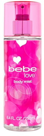 Bebe Love Body Mist - Body Spray for Women - Floral Fruity Fragrance Mist - Romantic Scent with Sicilian Lemon, Redcurrant, and Pink Freesia - 8.4 oz