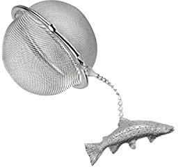 PPF01 Infuseur à thé en forme de boule en acier inoxydable Motif poissons arc-en-ciel