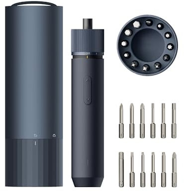 HOTO Electric Screwdriver Set, 3.6V Rechargeable Screwdriver Set with 12 S2-Steel Bits, Cordless Power Screwdriver with LED Light, All-in-One Design, 3 Torque, 4N·m 1500mAh, USB-C Charging
