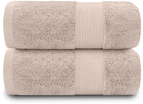 GC GAVENO CAVAILIA Fade Resistant Bathroom Towels Set, 700 GSM Premium Quality Extra Absorbent 100% Cotton Bath Towel, Mocha, 2PK Bath Towel