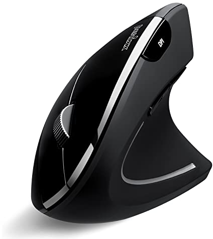 perixx PERIMICE-813B - Ratón Vertical Bluetooth, tecnología inalámbrica 3 en 1 multidispositivo, tamaño de Bolsa de Transporte de Viaje, diestros, Color Negro