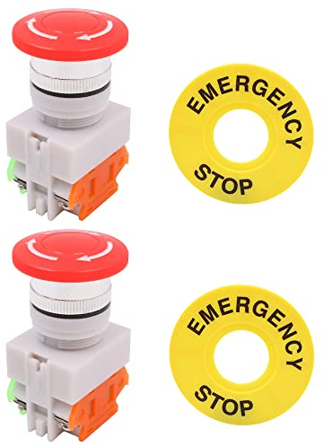 WANGCL Botón de parada de emergencia Interruptor Pulsador Botones de interruptor rotativo 1NO 1NC con señal de parada de emergencia - LAY37-11ZS