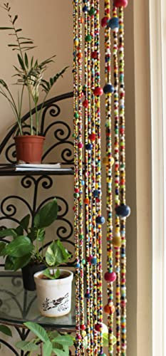 Mango Gifts Cortina bohemia hippie con cuentas para puertas de cristal multicolor, 193 cm de largo, juego de 10 cuerdas