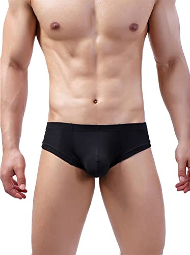Faringoto Culotte T pour homme en soie de glace, couleur unie, pantalon G-string respirant, Noir , L