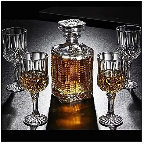 Whisky decantador Decanter Whisky Decanter Vino 7 Pezzi Decanter Whisky E Bicchieri Set Cristallo Con Coperchio Decanter Whisky 750ml Per Uomini Papà Marito Decanter Liquori (Color : A)