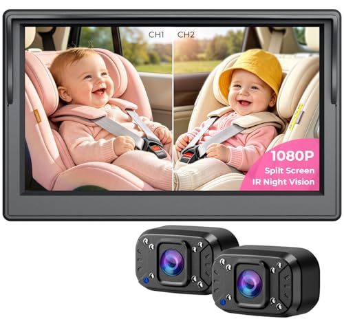Itomoro Baby Car Camera, Dual Channel 5 inch Display with 2 IR Night Vision Camera, Easily Install Baby Car Mirror 1080P Clear Car Baby Camera for Rear Facing Seat Backseat ACZ403