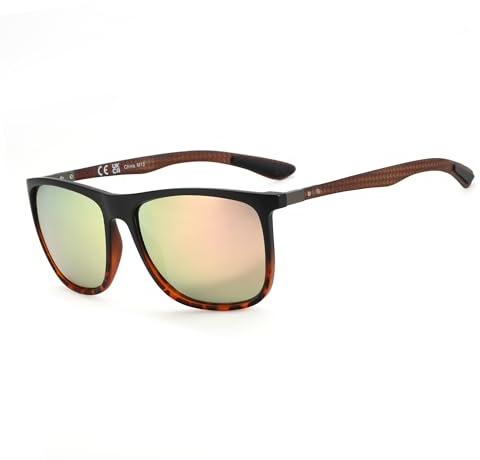 ZENOTTIC Polarisierte Sonnenbrille Herren Kohlefaser Bügel Quadratische Sonnenbrille Fahren Angeln Golf Sport UV400 Schutz