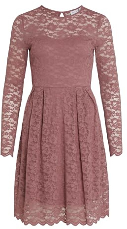 Vila dam Vikalila L/S spets Noos klänning, Mesa Rose, L