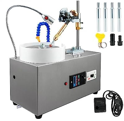 Máquina de tallado de gemas de 180W con manipulador facetado, bomba de agua con luz Led, pulidor de ángulo de Jade de procesamiento de piedras preciosas planas de 2800RPM con eficiencia y conveniencia
